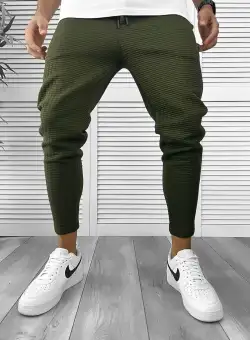Pantaloni de trening kaki conici 12373 K17-1