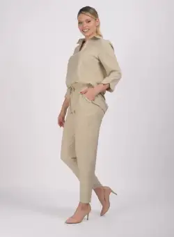 Pantaloni din vascoza bej