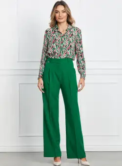 Pantaloni Lorena verzi evazati