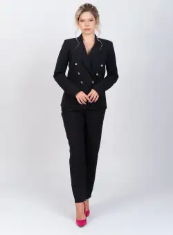 Pantaloni office/casual cu pense la talie si buzunare laterale