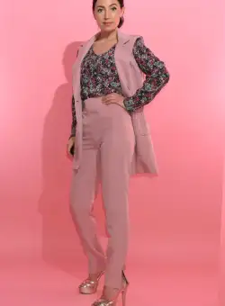 Pantaloni office pana cu talie inalta si buzunare laterale