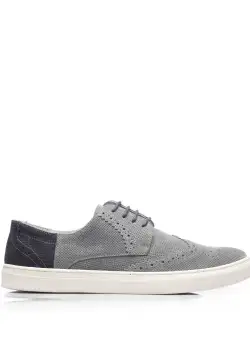 Pantofi barbati sport-casual din piele naturala - 975 Gri-Blue Velur