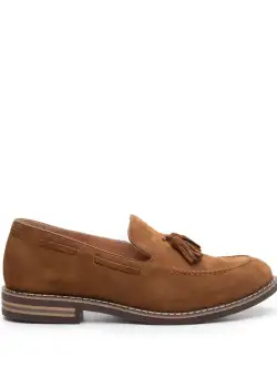 Pantofi casual barbati din piele naturala cu ciucuri, Leofex - 922 Camel Velur