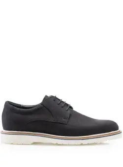 Pantofi casual bărbati din piele naturală, Leofex - 539 Negru Nabuc