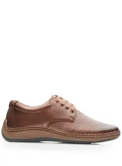 Pantofi casual bărbați din piele naturală,Leofex - 594 Cognac Box Presat
