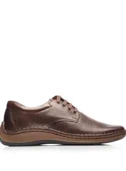 Pantofi casual barbati din piele naturala,Leofex - 594 Maro Box presat