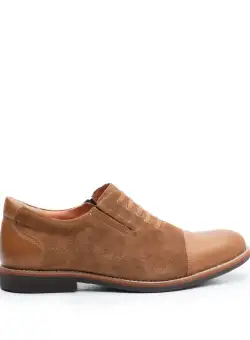 Pantofi casual barbati din piele naturala, Leofex - 783 Cognac Box Velur