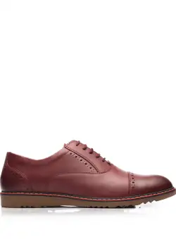 Pantofi casual barbati din piele naturala, Leofex - 842 visiniu box