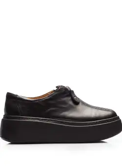 Pantofi casual damă cu fermoar din piele naturală,Leofex - 285-2 Negru box