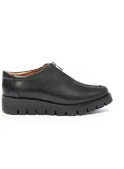 Pantofi casual dama cu fermoar din piele naturala,Leofex - 285 Negru box