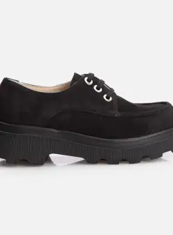 Pantofi casual dama din piele naturala - 1186 Negru Nabuc