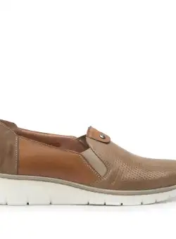 Pantofi casual dama din piele naturala,Leofex - 106 taupe