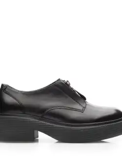 Pantofi casual damă din piele naturală, Leofex - 378 Negru Box