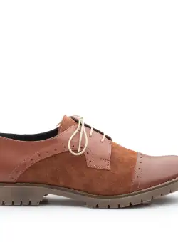 Pantofi casual dama din piele naturala, Leofex - 399 taupe box