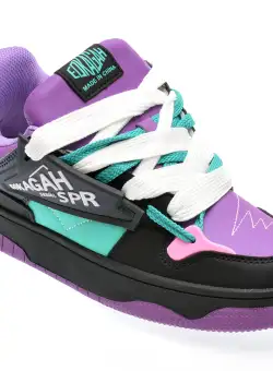 Pantofi casual EOKAGA negri, 18261, din piele ecologica