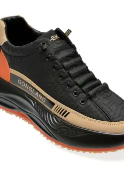 Pantofi casual GLSJ negri, 3153, din piele ecologica