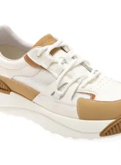 Pantofi casual GRYXX albi, 2318, din material textil si piele naturala