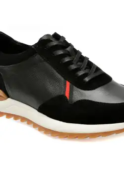 Pantofi casual OTTER negri, 2783, din piele naturala