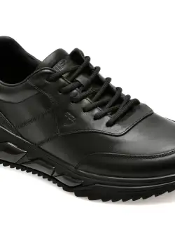 Pantofi casual OTTER negri, 8977, din piele naturala