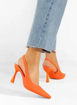 Pantofi cu toc Anabela portocalii