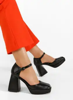 Pantofi cu toc gros Monsa negri