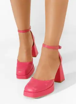 Pantofi cu toc gros Osera fucsia