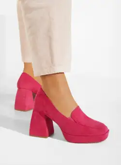 Pantofi cu toc gros roz Hoya