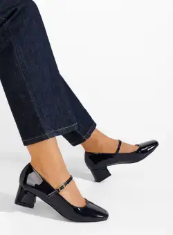 Pantofi cu toc gros Yoselin navy