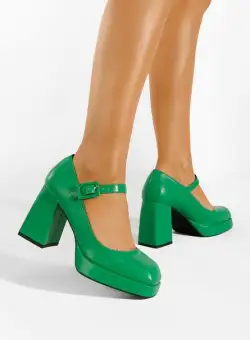 Pantofi cu toc si platforma verzi Grana