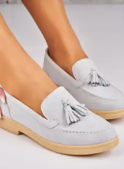 Pantofi dama casual Albastri din Piele Ecologica Intoarsa Vega