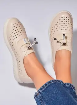 Pantofi dama casual Bej din Piele Ecologica Esai