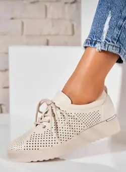 Pantofi dama casual Bej din Piele Ecologica Jenin