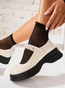 Pantofi dama casual Bej din Piele Ecologica Lacuita Nissa