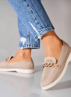 Pantofi dama casual Bej din Textil Yuni