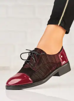 Pantofi dama casual Bordo din Piele Ecologica Intoarsa Tamera