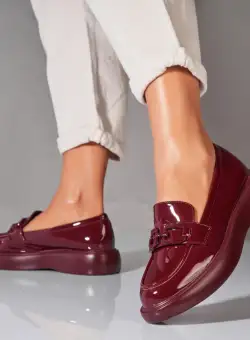 Pantofi dama casual Bordo din Piele Ecologica Lacuita Adalie