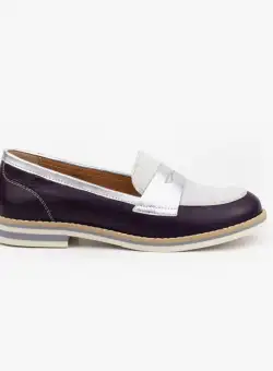 Pantofi dama casual din piele naturala - 031 Mov box