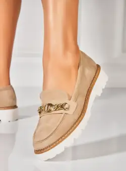 Pantofi dama casual Kaki din Piele Ecologica Intoarsa Navya