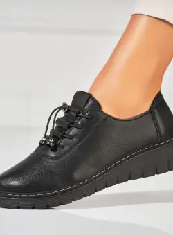 Pantofi dama casual Negri din Piele Ecologica Ettel