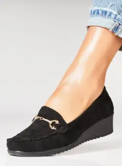 Pantofi dama casual Negri din Piele Ecologica Intoarsa Aanya2