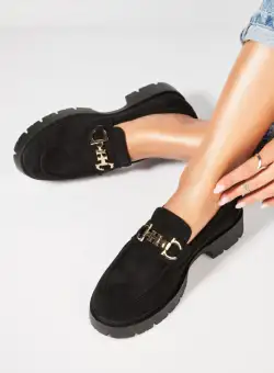 Pantofi dama casual Negri din Piele Ecologica Intoarsa Ruyia