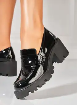 Pantofi dama casual Negri din Piele Ecologica Lacuita Ansh