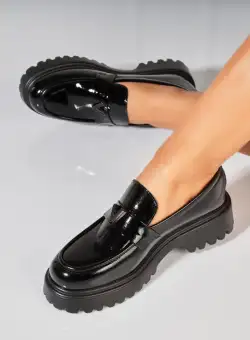 Pantofi dama casual Negri din Piele Ecologica Lacuita Kleio