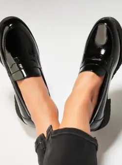 Pantofi dama casual Negri din Piele Ecologica Lacuita Torren