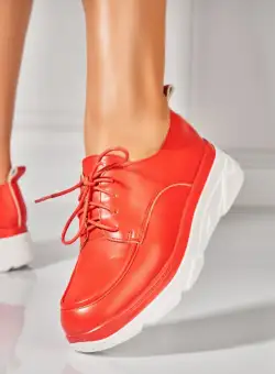 Pantofi dama casual Rosii din Piele Ecologica Sione