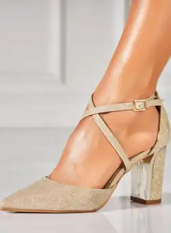 Pantofi dama cu toc Auriu din Glitter Sanah2