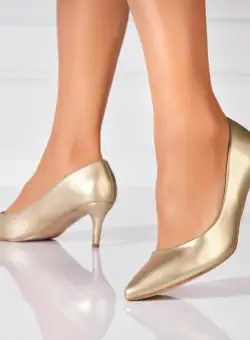 Pantofi dama cu toc Auriu din Piele Ecologica Ashor