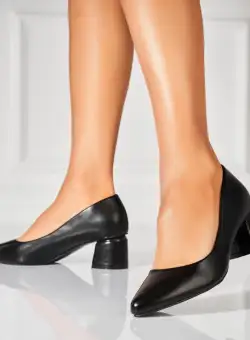 Pantofi dama cu toc Negri din Piele Ecologica Eniya