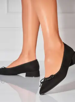 Pantofi dama cu toc Negri din Piele Ecologica Intoarsa Zayda