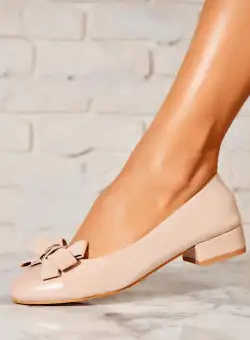 Pantofi dama cu toc Nude din Piele Ecologica Intoarsa Marlie